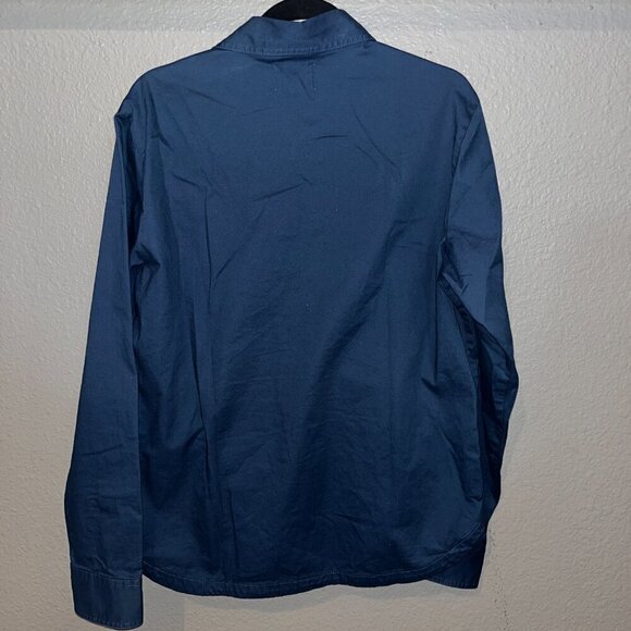 PACT Earth's Favorite Clothing Organic Cotton Navy Long Sleeve Button Down Shirt - Picture 4 of 7